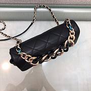 Chanel black big chain falp bag in black lampskin - 3
