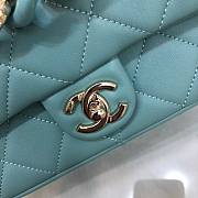 Chanel black big chain falp bag in blue lampskin - 2