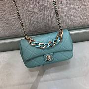 Chanel black big chain falp bag in blue lampskin - 3