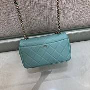 Chanel black big chain falp bag in blue lampskin - 6