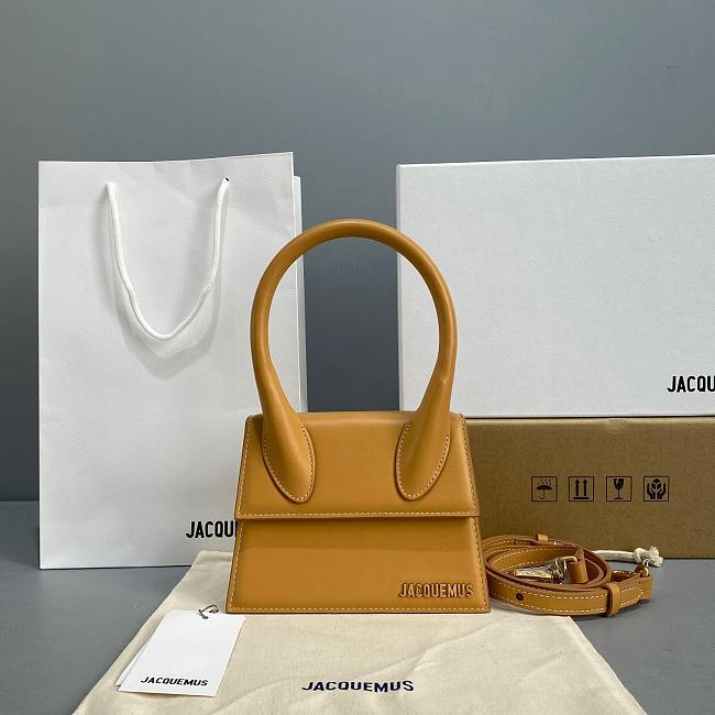 Jacquemus mini tote bag yellow leather 18cm - 1