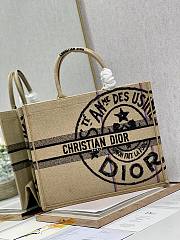 DIOR Book Tote Large Beige Jute Canvas 41cm - 4