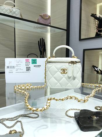 Chanel case white handle leather bag