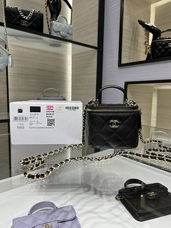 Chanel case black handle leather bag