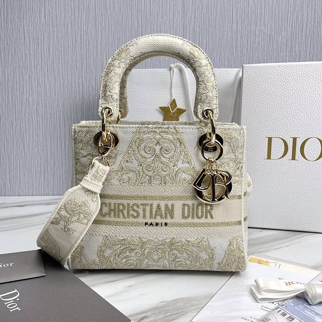 Dior lady gold embroidered bag 24cm - 1