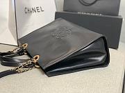 Chanel tote shopping bag black leather small size  - 5