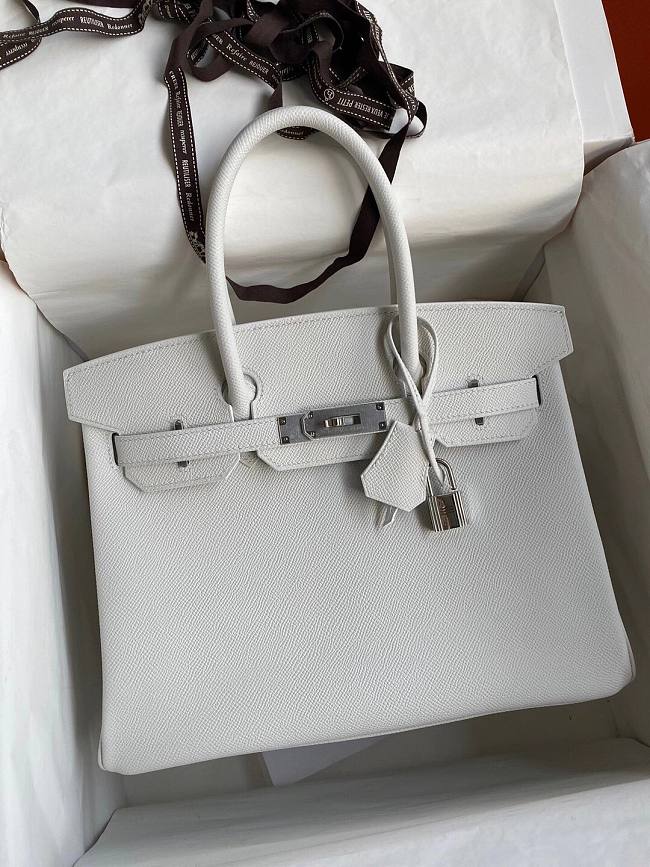 Hermes White Epsom Silver Hadware 30  - 1