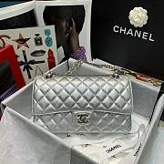 Chanel Silver Lambskin Medium Classic Double Flap Bag - 1