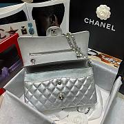 Chanel Silver Lambskin Medium Classic Double Flap Bag - 6