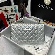 Chanel Silver Lambskin Medium Classic Double Flap Bag - 5