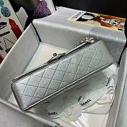 Chanel Silver Lambskin Medium Classic Double Flap Bag - 4