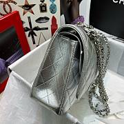Chanel Silver Lambskin Medium Classic Double Flap Bag - 3