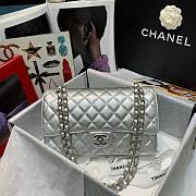 Chanel Silver Lambskin Medium Classic Double Flap Bag - 2