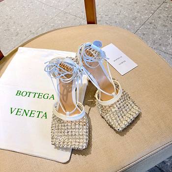 Bottega Veneta Embellished Ankle Strap White Heel