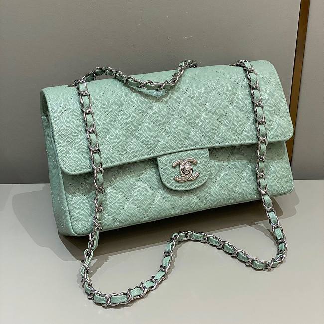 Chanel CF flap mint green grain leather 25 bag - 1