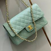 Chanel CF flap mint green grain leather 25 gold bag - 4