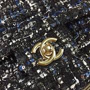 Chanel Double Flap Bag Medium Black Tweed Bag - 2