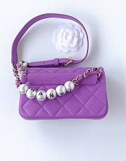 Chanel flap lampskin pearl purple bag - 6