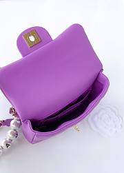 Chanel flap lampskin pearl purple bag - 5