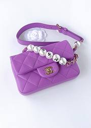 Chanel flap lampskin pearl purple bag - 4