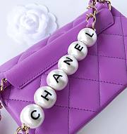 Chanel flap lampskin pearl purple bag - 3