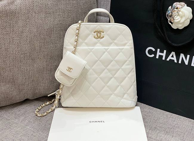 Chanel white lampskin backpack  - 1