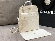 Chanel white lampskin backpack  - 4