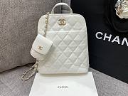 Chanel white lampskin backpack  - 3