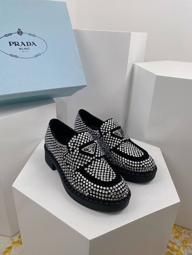 Prada Satin loafers with crystals - 1