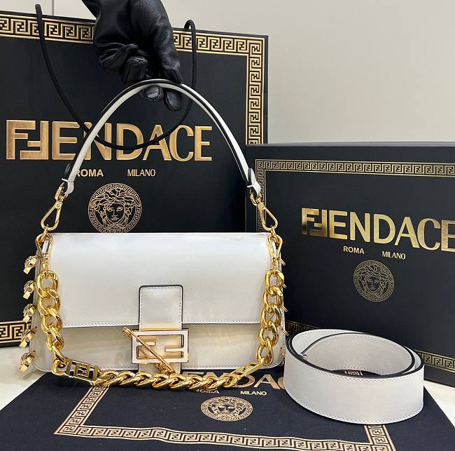 Fendi x Versace Baguette White Medium Bag - 1