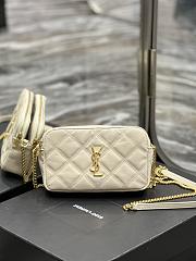 YSL Becky Quilted Double Zip Beige Pouch Bag - 4
