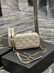 YSL Becky Quilted Double Zip Beige Pouch Bag - 6