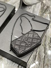 YSL Becky Quilted Double Zip All Black Pouch Bag - 4