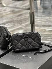 YSL Becky Quilted Double Zip All Black Pouch Bag - 3