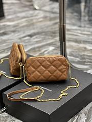 YSL Becky Quilted Double Zip Brown Pouch Bag - 6