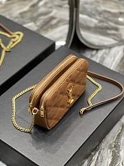 YSL Becky Quilted Double Zip Brown Pouch Bag - 3