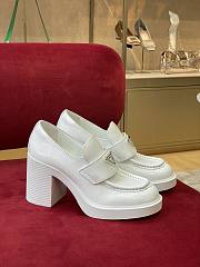 Prada high-heeled brushed white leather loafers 85 mm - 3