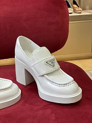 Prada high-heeled brushed white leather loafers 85 mm - 4