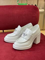 Prada high-heeled brushed white leather loafers 85 mm - 5