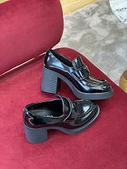 Prada high-heeled brushed leather loafers  - 6