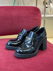 Prada high-heeled brushed leather loafers  - 2