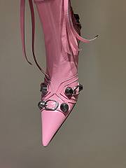 Balenciaga Cagole Buckled Pink Leather Boots - 5