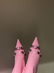 Balenciaga Cagole Buckled Pink Leather Boots - 2