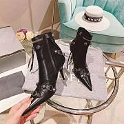 Balenciaga Cagole Buckled Black Leather Boots - 4