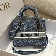 Dior Lady D-Lite Blue Denim Embroidery Effect Bag - 1