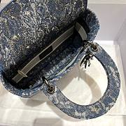 Dior Lady D-Lite Blue Denim Embroidery Effect Bag - 4