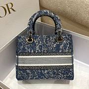 Dior Lady D-Lite Blue Denim Embroidery Effect Bag - 3