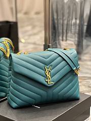 YSL Loulou medium quilted blue leather shoulder bag - 4