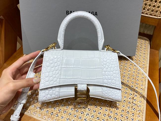 Balenciaga hourglass white crocodile XS bag - 1