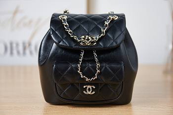 Chanel  black leather backpack